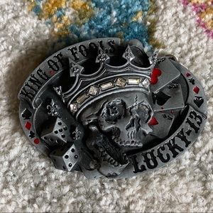 Men’s Lucky 13 Skull Belt Buckle New
